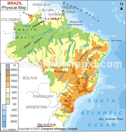 maps of brazil. Physical Map of Brazil